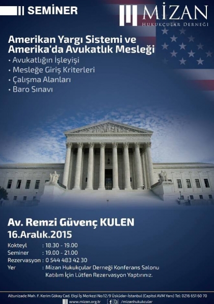 Amerikan Yargı Sistemi ve Amerika'da Avukatlık Mesleği Semineri Etkinlik Afişi