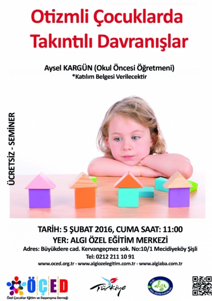 Otizmli Çocuklarda Takıntılı Davranışlar – Seminer – Ücretsiz – Sertifikalı Etkinlik Afişi