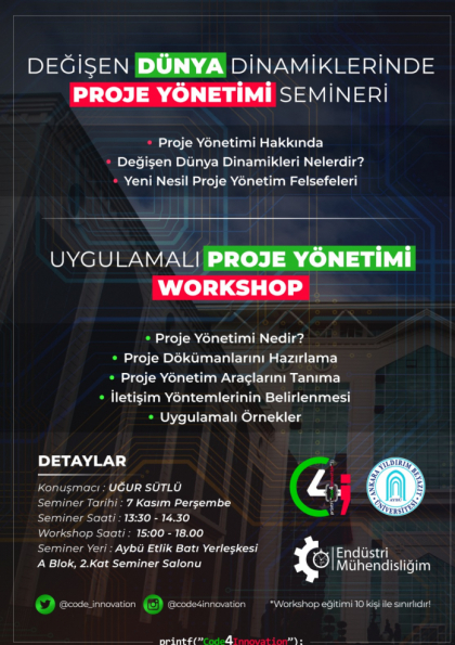 Değişen Dünya Dinamiklerinde Proje Yönetimi Semineri ve Workshop Etkinlik Afişi